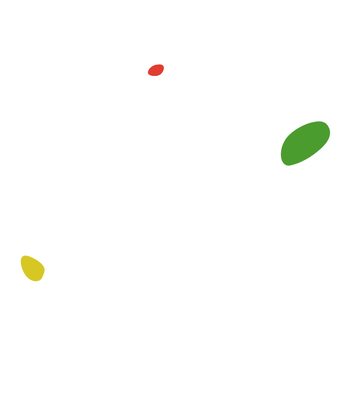 Illustration of red, yellow, and green blobs