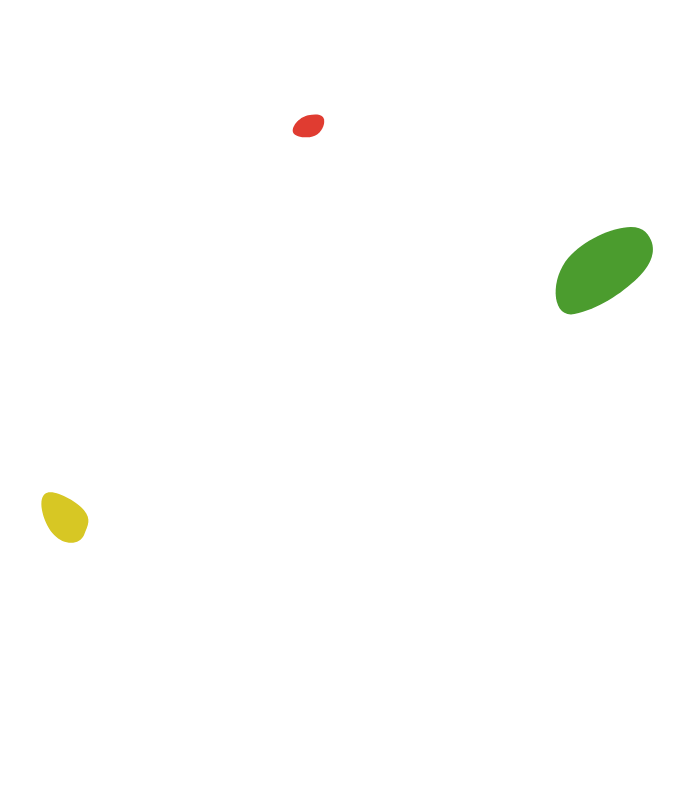 Illustration of red, yellow, and green blobs