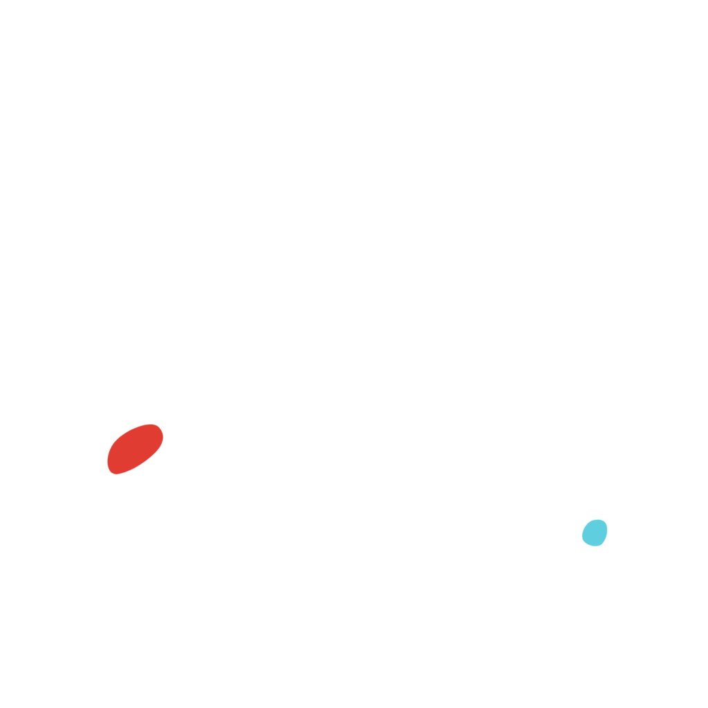 Illustration of red and light blue blobs
