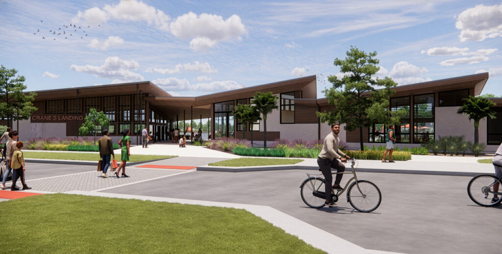 rendering of amenity center and shopping 
